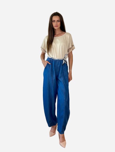 Jeans hlače s šal remenom